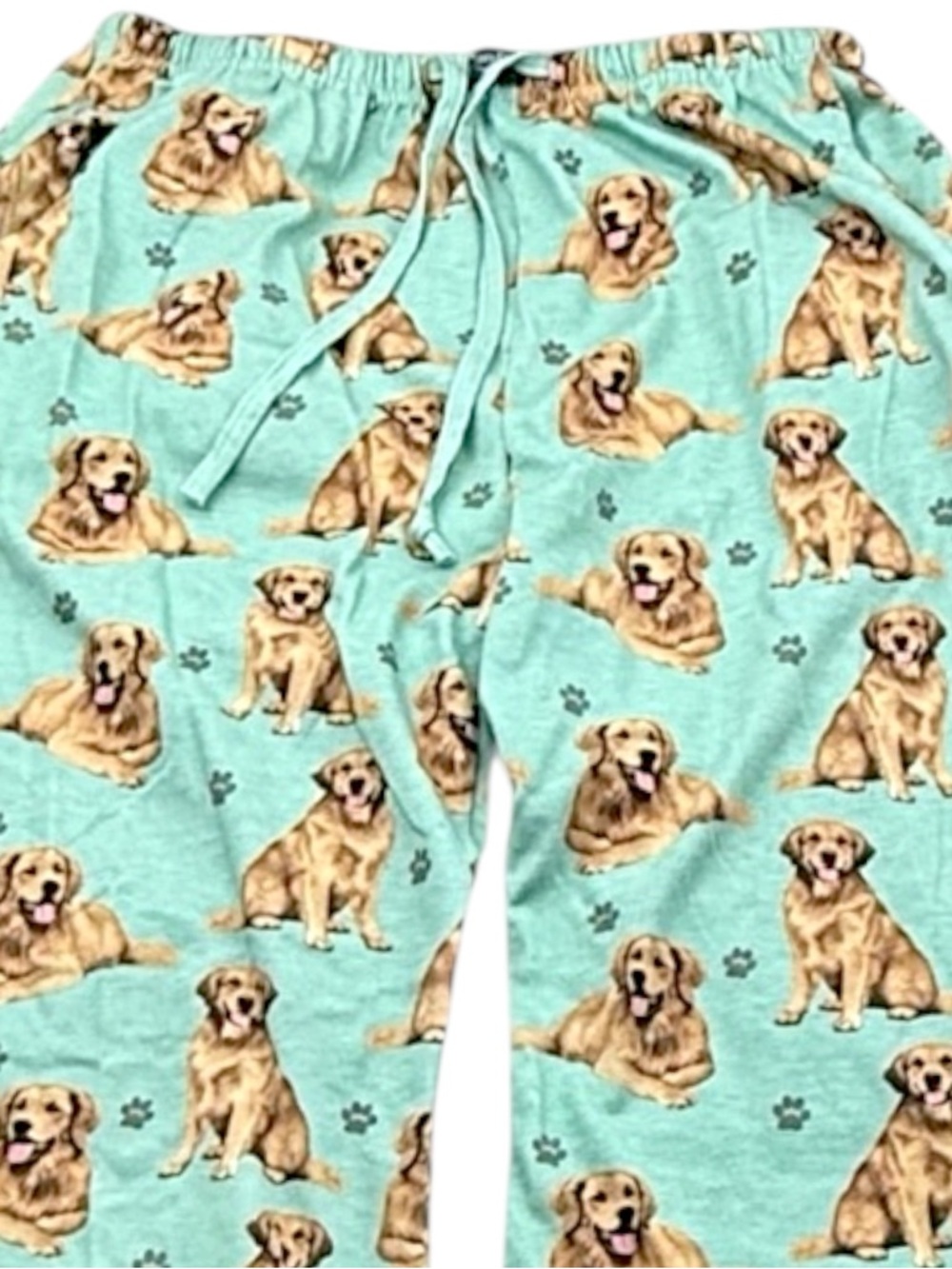 Comfies Golden Retriever Pajama Pants‎ M Teal Dog Print Lounge Sleepwear PJs